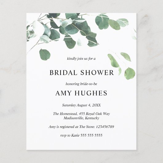 Eukalyptus Greenery Brautparty Einladung (Vorderseite)