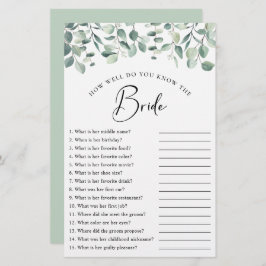 Eukalyptus Greenery Brautparty Game