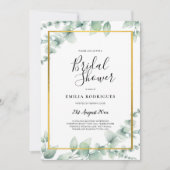 Eukalyptus Greenery BRAUTPARTY GOLD QR CODE Einladung (Vorderseite)