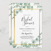 Eukalyptus Greenery BRAUTPARTY GOLD QR CODE Einladung (Vorne/Hinten)