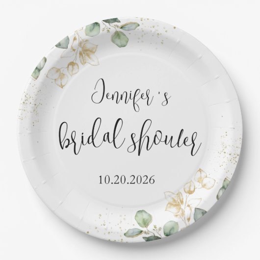 Eukalyptus Greenery Brautparty Paper Plate Pappteller (Vorderseite)