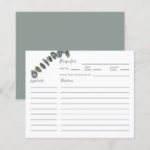 Eukalyptus Greenery Brautparty Rezept Karte