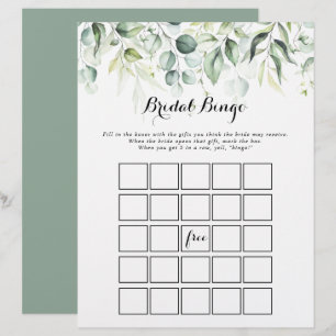Eukalyptus Greenery Bridal Bingo Game