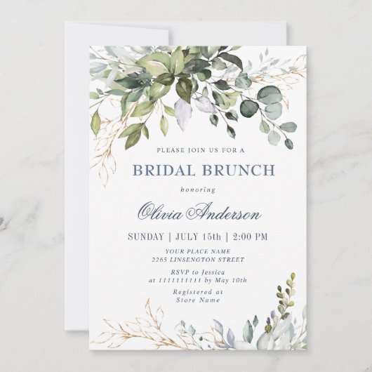 Eukalyptus Greenery BRIDAL Brunch Einladung (Vorderseite)