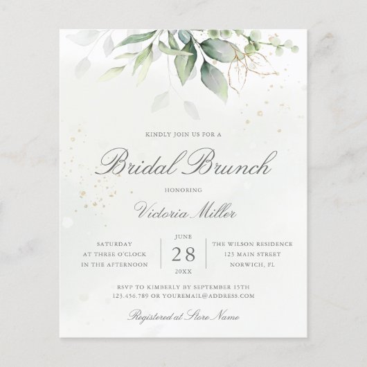 Eukalyptus Greenery Bridal Brunch Einladung (Vorderseite)