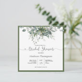 Eukalyptus Greenery Bridal Dusche Einladung (Stehend Vorderseite)