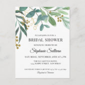 Eukalyptus Greenery Bridal Dusche Einladung Postkarte (Vorderseite)