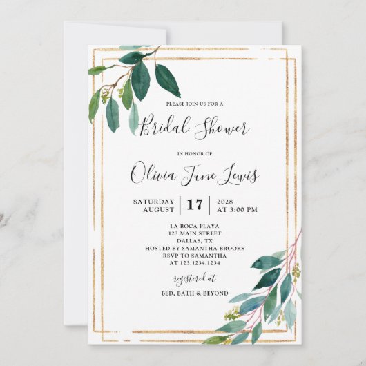 Eukalyptus Greenery Bridal Dusche Einladungen (Vorderseite)