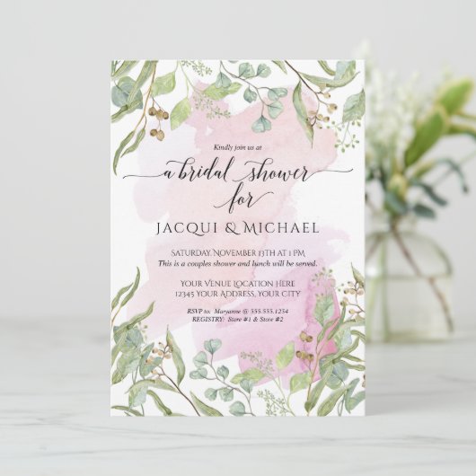 Eukalyptus Greenery Bridal Einladung (Stehend Vorderseite)