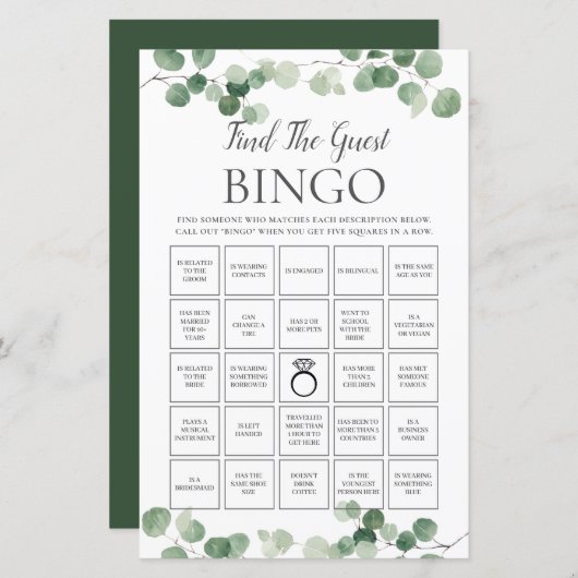 Eukalyptus Greenery Bridal Finden Sie das Gästehau (Vorne/Hinten)