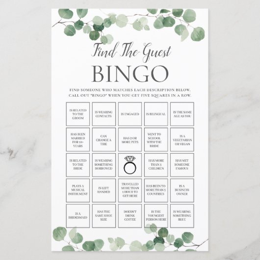 Eukalyptus Greenery Bridal Finden Sie das Gästehau (Vorderseite)