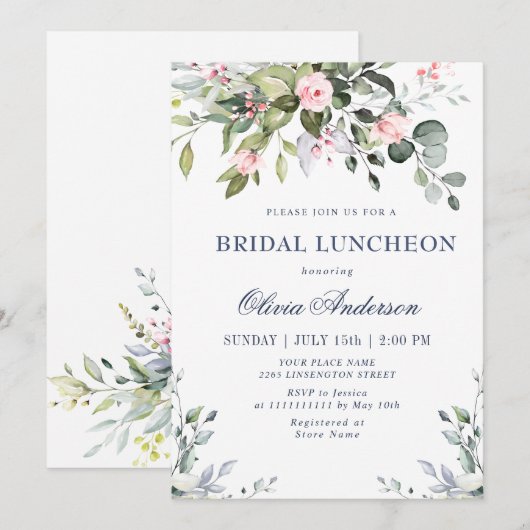Eukalyptus Greenery BRIDAL LUNCHEON Einladung (Vorne/Hinten)
