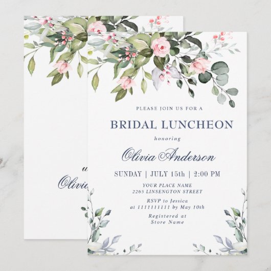 Eukalyptus Greenery BRIDAL LUNCHEON Einladung (Vorne/Hinten)