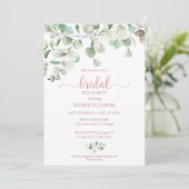Eukalyptus Greenery Bridal Tea Party Einladung (Stehend Vorderseite)