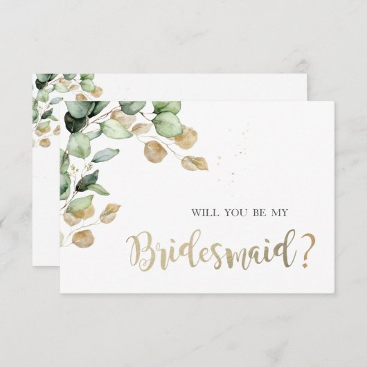 Eukalyptus Greenery Bridesmaid Card Einladung (Vorne/Hinten)