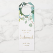 Eukalyptus Greenery Bridesmaid Vorschlag für eine  Flaschenanhänger (Vorderseite)