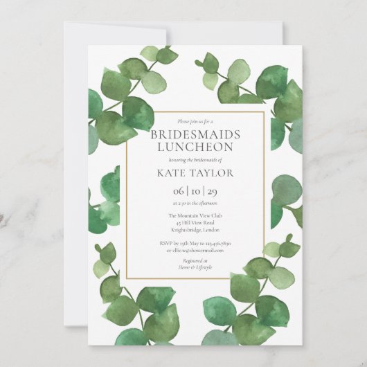 Eukalyptus Greenery Bridesmaids Luncheon Einladung (Vorderseite)