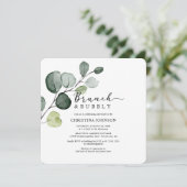 Eukalyptus Greenery Brunch Bubbly Brautparty Einladung (Stehend Vorderseite)