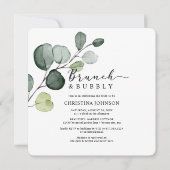 Eukalyptus Greenery Brunch Bubbly Brautparty Einladung (Vorderseite)