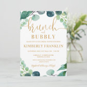Eukalyptus Greenery Brunch & Bubbly Brautparty Einladung (Stehend Vorderseite)