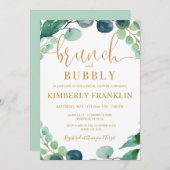 Eukalyptus Greenery Brunch & Bubbly Brautparty Einladung (Vorne/Hinten)