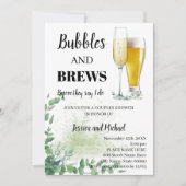 Eukalyptus Greenery Bubble & Brews Couples Dusche Einladung (Vorderseite)