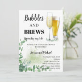 Eukalyptus Greenery Bubble & Brews Couples Dusche Einladung (Stehend Vorderseite)