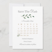 Eukalyptus Greenery Calendar Save the Date Hochzei Einladung (Vorderseite)