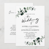 Eukalyptus Greenery Calligraphy QR Code Wedding Einladung (Vorne/Hinten)