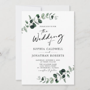 Eukalyptus Greenery Calligraphy QR Code Wedding Einladung