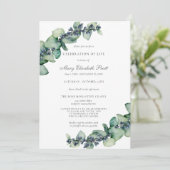 Eukalyptus Greenery Celebration of Life Einladung (Stehend Vorderseite)