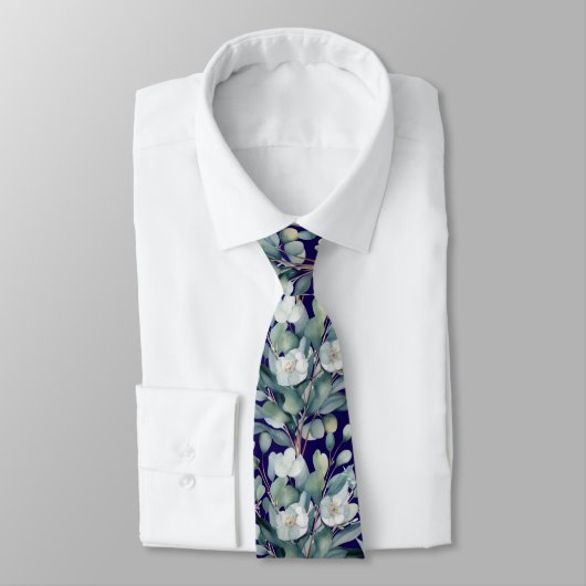 Eukalyptus Greenery Classic Formal Floral Neck Tie Krawatte (Gebunden)