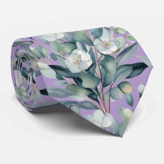 Eukalyptus Greenery Classic Formal Floral Neck Tie Krawatte (Gerollt)
