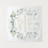 Eukalyptus Greenery Cross Baby Baptism Tapestry Wandteppich (Vorderseite (Horizontal))
