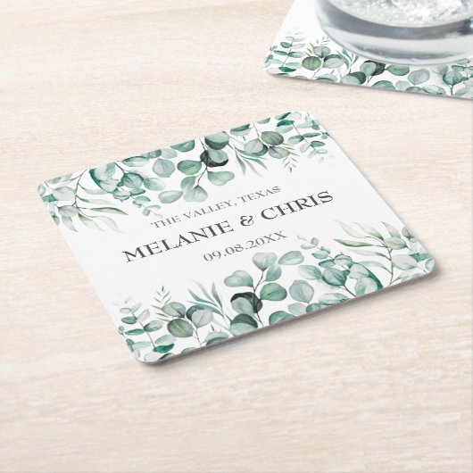 Eukalyptus Greenery Custom Boho Rustic Wedding Rechteckiger Pappuntersetzer (angewinkelt)