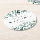 Eukalyptus Greenery Custom Boho Rustic Wedding Runder Pappuntersetzer (Angewinkelt)