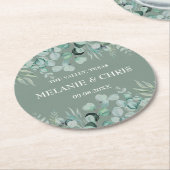 Eukalyptus Greenery Custom Boho Rustic Wedding Runder Pappuntersetzer (Angewinkelt)