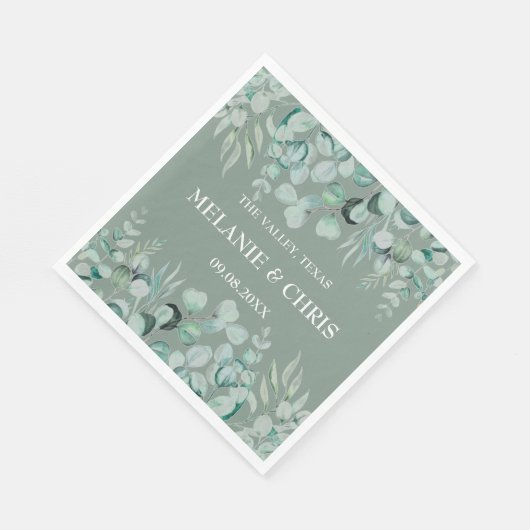 Eukalyptus Greenery Custom Boho Rustic Wedding Serviette (Ecke)