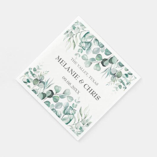 Eukalyptus Greenery Custom Boho Rustic Wedding Serviette (Ecke)