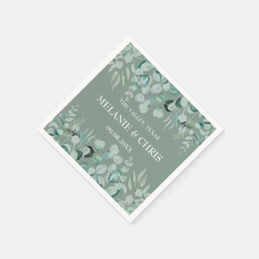 Eukalyptus Greenery Custom Boho Rustic Wedding Serviette (Ecke)