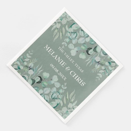 Eukalyptus Greenery Custom Boho Rustic Wedding Serviette (Ecke)