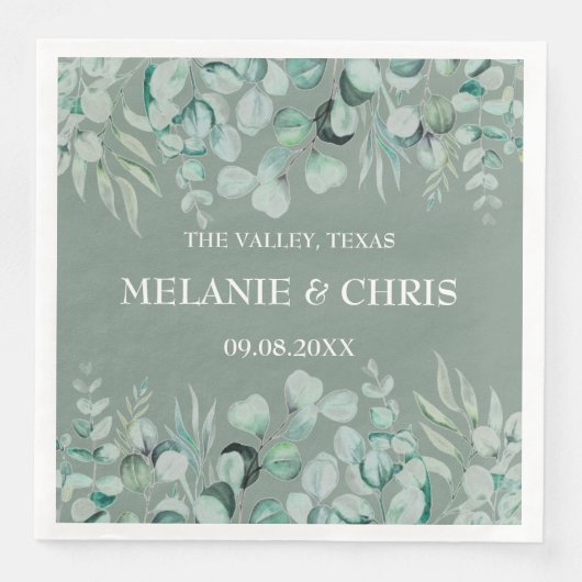 Eukalyptus Greenery Custom Boho Rustic Wedding Serviette (Vorderseite)