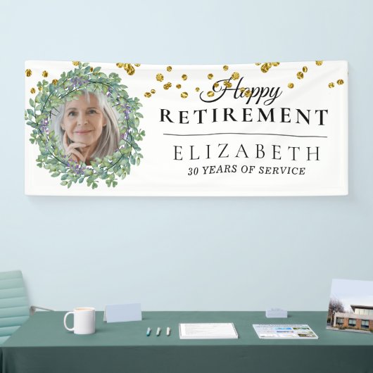 Eukalyptus Greenery Custom Foto Retirement Party  Banner (Messe)