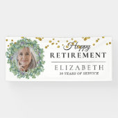 Eukalyptus Greenery Custom Foto Retirement Party Banner (Horizontal)