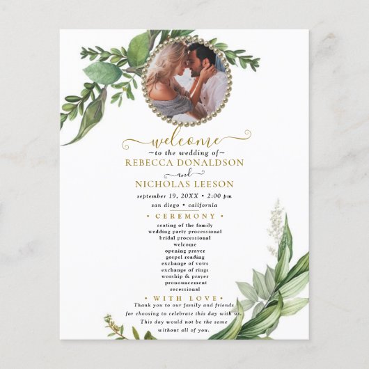 Eukalyptus Greenery Custom Foto Wedding Program (Vorderseite)