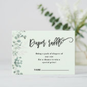 Eukalyptus Greenery | Diaper Raffle | Babyparty Begleitkarte (Stehend Vorderseite)