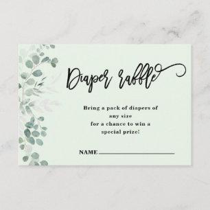 Eukalyptus Greenery Diaper Raffle Babyparty Begleitkarte