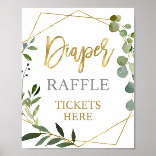 Eukalyptus Greenery Diaper Raffle-Zeichen Poster