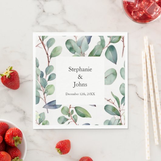 Eukalyptus Greenery Dusty Blue Art Einfache Hochze Serviette (Beispiel)