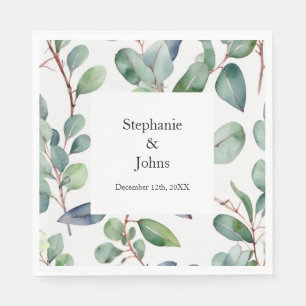 Eukalyptus Greenery Dusty Blue Art Einfache Hochze Serviette